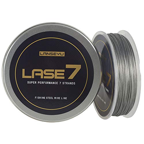 LANSEYU 100 Metres 33 Pound 0.5mm Fishing Stee Wire Nylon Coated 1x7 Stainless Steel Leader Wire Super Soft Fishing Wire Lines