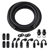 EVIL ENERGY 10AN Fuel Line Kit, AN10 Nylon Stainless Steel Braided Fuel Line Hose, with 14 PCS Fitting Adapter CPE Transmission Line 20FT