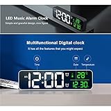 Digital Large Display Alarm Clock for Living Room Office Bedroom Decor LED Electronic Date Temp Display Wall Electric Clocks Automatic Brightness Dimmer Smart Cool Modern Desk Accessories Black