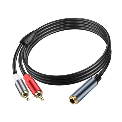 JSADZKJ 6.35mm to 2RCA Cable 1/4 Inch TRS Mono Female to 2 RCA Male Audio Cable 1/4 Inch TRS Jack to Dual RCA Audio Y Splitter Cable Dual RCA to 6.35mm Adapter Stereo Cable 5.9FT