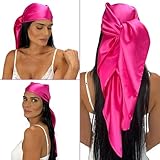 100% Pure Mulberry Silk Head Scarf | Women's Hair Wrap for Sleeping at Night | Maintains Style, Reduces Frizz, Aids Growth - Magenta