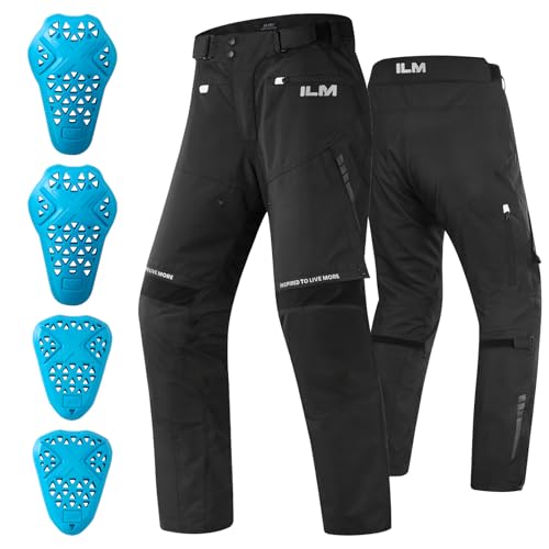 ILM Motorcycle Riding Pants Men CE Armored Motocross Touring All Season Protective P04 (L,32L)