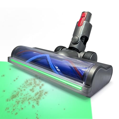 Vacuum Head Hardwood Floor Attachment for Dyson Cordless Vacuum V7 V8 V10 V11 V15 G5 V8 slim, Replacement Cleaner Head full-area LED Green Light, Quick-Release Design for Hard Floor Short Pile Carpets