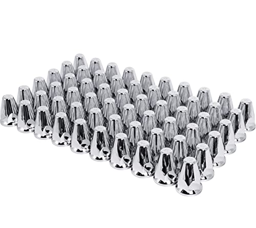 Wadoy 33mm Push On Lug Nut Covers 60 Pack, 33mm X 2-5/8" Plastic Bullet Nut Covers with Chrome Plated Semi Truck Lug Nut Covers
