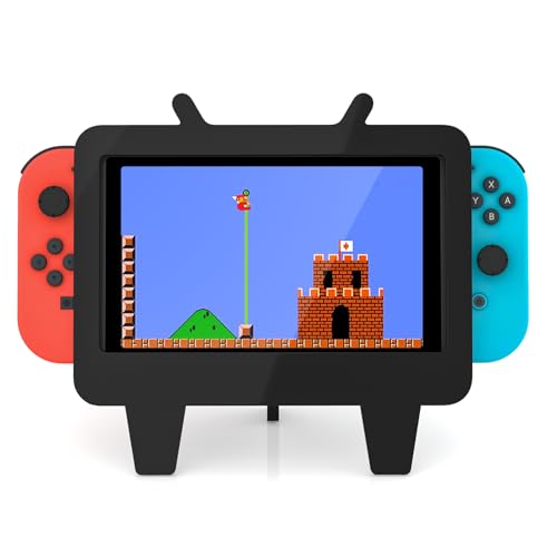CaSZLUTION Switch Stand for Nintendo Switch, Acrylic Cute Decor Holder Playstand Compatible with Switch/OLED Console, Black (Holder Only)