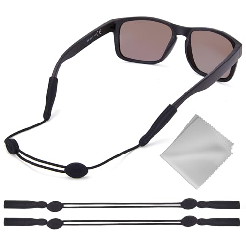 Buyisgle Eye Glasses Holder Strap - Adjustable Sunglasses Straps Cords for Men Women - Eyeglass Holders Around Neck - Eyewear String Lanyard Retainer -2PCS（14in Black