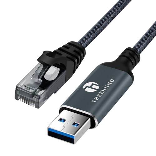 Thzzhnno USB to Ethernet Adapter 6.6FT, USB 3.0 A to RJ45 Male Cable Directly Connected Gigabit LAN Network, Compatible with Laptop, PC, MacBook, Switch, Windows, macOS, Linux