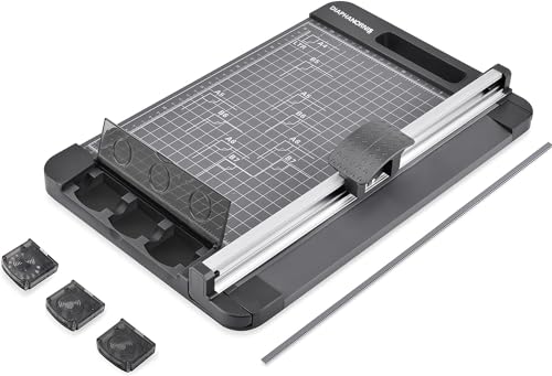 Rotary Paper Cutter, 3-in-1 Paper Trimmer, 12 Inch Cutting Length with Straight Cut/Perforating Cut/Wavy Cut, Enclosed Blades for Safe Use, Ideal for Cardstock/Paper Craft Projects