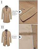 COOFANDY Winter Mid-long Coat Men Slim Fit Trench Coats Business Wool Blend Overcoat 2023 Stylish Trench Coat Khaki 3XL