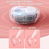 Contact Lens Cleaner Machine, Portable Ultrasonic Cleaning with USB Charger Mirror Tweezers Remover Tool Replaceable Contact Lens Case for Daily Outdoor (blue)