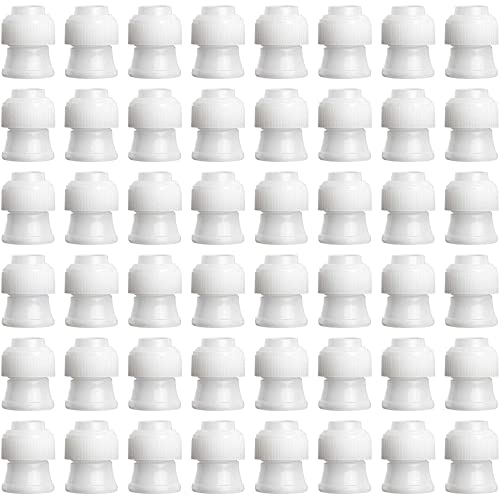Kayaso 48-Piece Standard Couplers Set for Piping Bags – Plastic Cake Decorating Couplers with Icing Tip Adapter – Fits Most Piping Tips for Easy Switching – Leak-Proof Design for Frosting. White Color