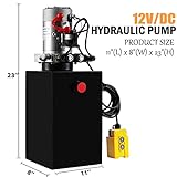 TOPDEEP Hydraulic Pump 20 Quart Double Acting Dump Trailer Hydraulic Pump DC 12V, Hydraulic Power Unit Metal Reservoir Horizontal Mount for Dump Truck Car Lifting Remotely Controlled