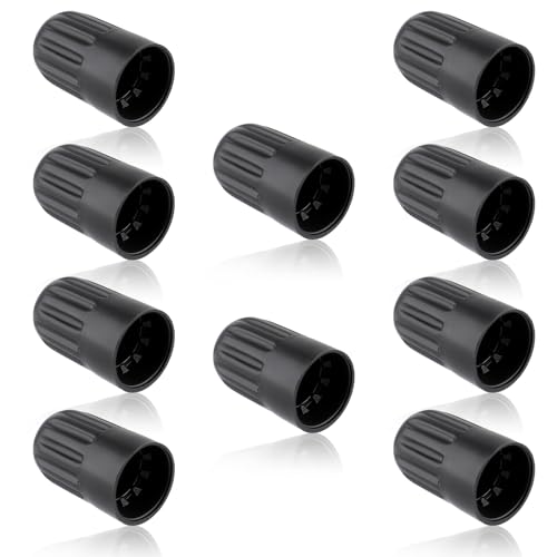 MOTOALL 10Pcs Plastic Black Tire Wheel Valve Stem Valve Cover Caps for TR20008 TPMS, Universal Stem Covers for Cars, SUVs, Bike and Bicycle, Trucks, Motorcycles, Artight Seal Heavy Duty