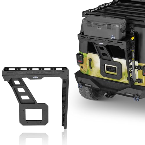 Hooke Road JK Tailgate Cargo Basket Rear Luggage Rack w/Reinforced Tailgate Hinge Kit for 2007-2018 Jeep Wrangler JK 2/4 Doors, Spare Tire Utility Storage Tray