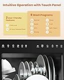 HAVA 2025 NEW Upgraded Countertop Dishwasher with Water Softener and Enhanced Energy Efficiency, Portable Dishwasher with 8 Wash Programs, Child Lock & Delayed Start Function, No Installation Needed