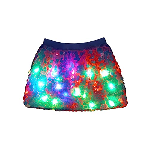 NIWOTA LED Light up Skirt with Sequin Flash Sparkly Short Skirt Led Rave Costume Festival Outfits Great for Parties Halloween