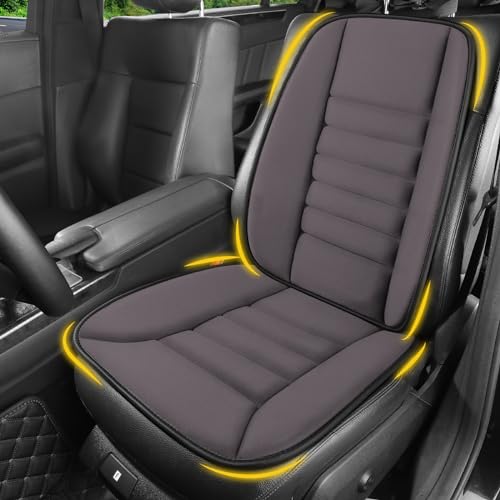 Car Seat Cushion with Back Support Pillow: Front Back Cushion & Seat Cushion Set, Comfy Memory Foam Driving Cushion for Back-Sciatica Pain Relief, Seat Pad Suitable for Car, Truck, SUV - Dark Grey