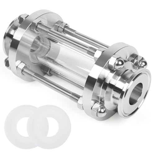 JMCOLMT In-Line Sight Glass 1" Tri Clamp Flow Sanitary Straight Sight Glass Flow Pipe OD 25mm Stainless Steel Tri Clamp Type