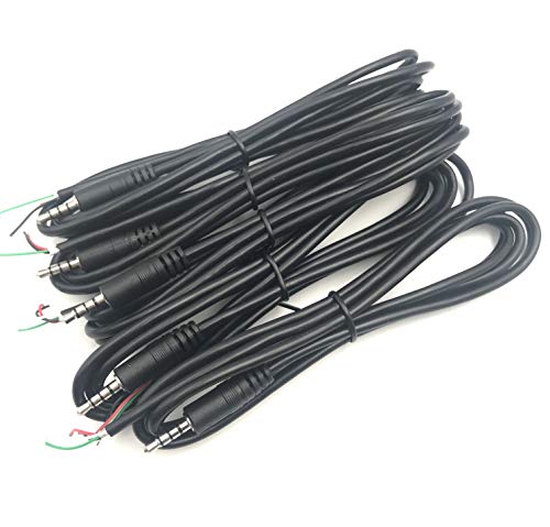 daier 5Pcs 3.5mm Male Plug to Bare Wire Open End TRRS 4 Pole Stereo 1/8" 3.5mm Plug Connector Cable Replacement for Headphone Headset Earphone Microphone Audio Cable Repair 4.9ft