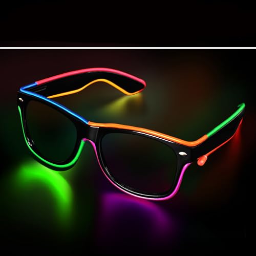 BouQuw 5 Pack Led Light Up Glasses Multi-Color - Glow in The Dark Neon Party Supplies for Mardi Gras, Raves, Christmas,New year,Halloween & More Fit for Adult | 3 Lighting Modes