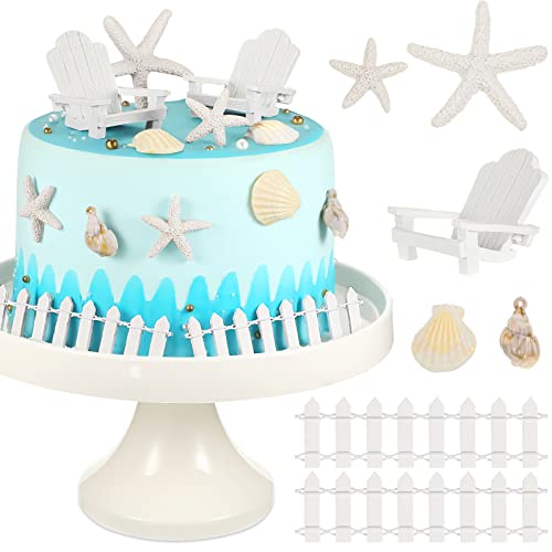 Qunclay 27 Pcs Beach Chair Cake Topper Decorations Adirondack Chair Cake Topper Wedding Mini Pool Beach Theme Decorations Summer Mini Doll Furniture for Dollhouse Engagement Anniversary