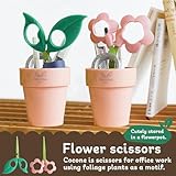 Cocone scissors in the shape of a flowerpot The scissors you won't lose Pen Stand Durable Extraordinarily sharp to cut Made in Japan. (Leaf)