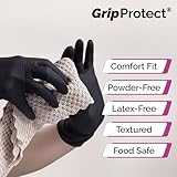 GripProtect® Precise Black Nitrile Exam Gloves, 4 Mil, Food, Home, Cleaning, Medical/Dental, Tattoo (Medium, 1,000)