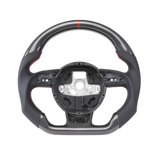 Carbon Fiber Steering Wheel for Audi B8 RS7 D-shaped Flat-bottom Nappa Perforated Leather Steering Wheel for 2012-2016 Audi RS3 RS4 RS5 RS6 RS7