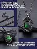 Bandmax Black Green Necklace for Men Skull Pendant Chain Necklace Stainless Steel Women 's Green Crystal Stone Necklace Witch Pegan Protection Amulet Jewelry