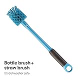 Owala 2-in-1 Water Bottle Brush Cleaner and Water Bottle Straw Cleaner Brush, Water Bottle Brush with Removable Head and Twist n’ Hide Straw Brush, Smokey Blue