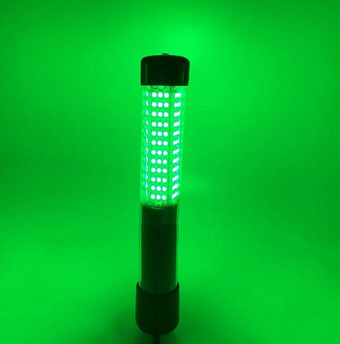 BLUERICE Submersible Fish Finder, Underwater Lure Bait Light, Fish Attracting Lamp, Night Fishing Light, Boat Fishing Light, Pool Light 12V 10.8W 180 LEDs 1080 Luminous IP68 with 5M Cord (Green)