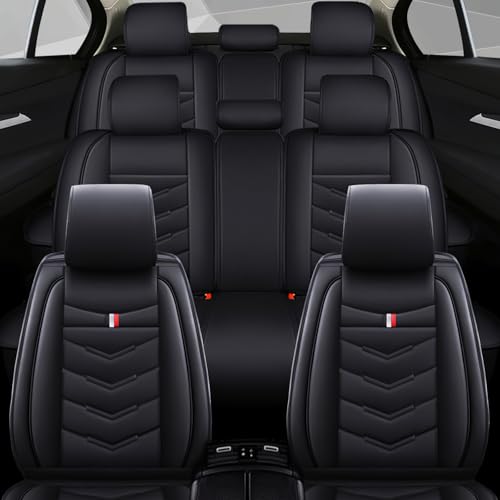 Car Seat Cover 7 Seats for Audi Q7 2007-2025, Waterproof Durable Compatible Airbag, Premium Leather Seat Protector(7 Seats Standard,Black)