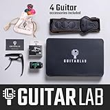 Guitar Accessories Kit by Guitar Lab – Premium Metal Tin with Guitar Strap, Capo, Tuner, Picks for Acoustic, Bass, Electric & Ukulele Guitars – Ideal Guitar Gifts for Men, Beginners, and Pros