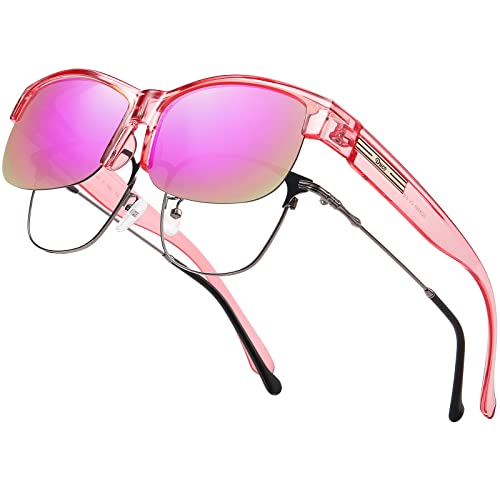 DUCO Fit Over Glasses Unisex Wraparound Glasses Fashion Rimless Wear Over Glasses Polarized Sunglasses for Men and Women 8960