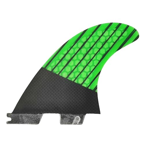 Lekezong Surfboard Thruster Fins Set,Fiberglass Honeycomb Carbenfiber Green,Reinforced G5 Surf Fin, 3 Fins Tri-fins for FCS2 FCSII Tool-Less Surf Boards, Surfing Longboard, Shortboard