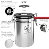 Barvivo Coffee Canister for Ground Coffee & Coffee Beans - Airtight Coffee Container with CO2-Release Valve, Date Tracker & Measuring Scoop - Coffee Accessories Ideal as Valentines Day Gifts - Silver