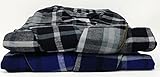 Andrew Scott Mens 2 Pack Long Sleep -Sauna Robe / 100% Cotton Flannel Brush Warm Bathrobe (2 Pack- Blue/Black Plaids, Small-Medium)