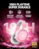 Wireless Gaming Headset, 7.1 Surround Sound, 2.4GHz USB Gaming Headphones with Bluetooth 5.4, 100H Battery, ENC Noise Canceling Mic, RGB Light, Wireless Headset for PC PS5 PS4 Mac Switch (Gray-Pink)