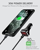 USB C Car Charger Adapter with Volt Meter, 30W Cigarette Lighter Adapter with Voltmeter, Type C Car Charger Fast Charging 12V, PD & QC 3.0 Compatible with iPhone 15 Pro Max, Samsung Galaxy S24