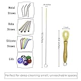 All Natural Bottle Brush and Straw Set (NO Plastic) Sisal Bristles and Wood Handle Bottle Cleaners for Washing Narrow Beer Bottles, Sports/Water Bottles, Tumbler, Kettles, Lid Brush, Long Straw Brush