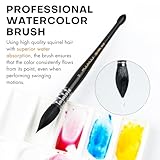 Professional Watercolor Brush, Fuumuui Natural Squirrel Hair Mop Brush, Round Quill Detail Fine Tip Watercolor Paint Brush for Water Color Gouache Ink Painting - Sizes #8