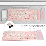 Serounder Silicone Rollup Keyboard, Foldable USB Silicone Keyboard Soft Rollup Keyboard W/ 107 Keys + Mute Typing for PC Laptop Notebook 2AA Battery Powered(Excluded) (#1)