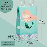 BLUE PANDA 24 Pack Mermaid Gift Bags with Handles for Party Favors, Goodies, Treats (5.3 x 3.2 x 9 In)