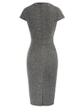 Women's Plaid Pencil Work Dress Cap Sleeve Elegant Tweed Pencil Dress for Office