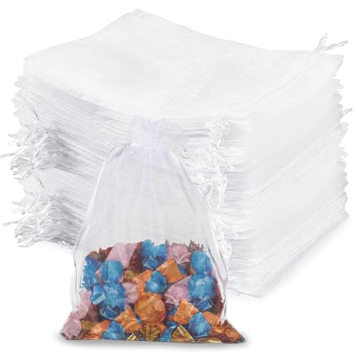 Sukh 100pcs Organza Bags 5x7 - Sachet Bags Jewelry Bags Drawstring - Valentines Gift Bags Wedding Gift Bags Drawstring Gift Bags Candy Gift Bags Organza Gift Bags Mesh Gift Bags with Drawstring