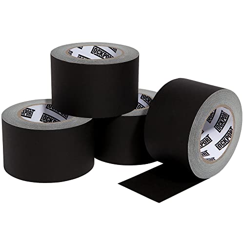 Lockport Black Gaffers Tape 3 inch x 30 Yards - 4 Pack Pro Black Gaff Tape - No Residue, Water Resistant, Non-Reflective, Easy Tear - Multipurpose