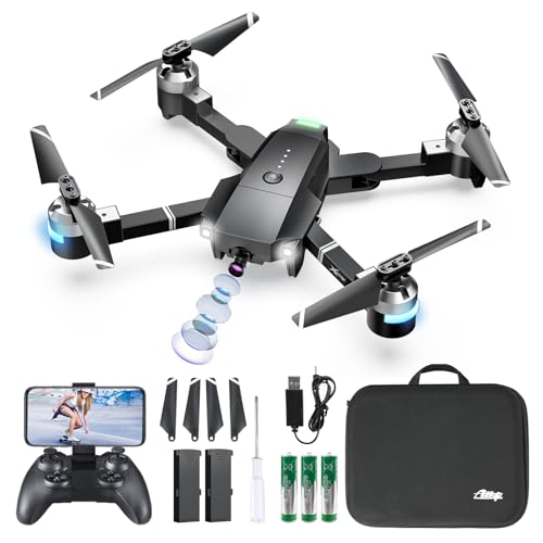 ATTOP Drone with Camera for Adults, 2K Live Video 120° Wide Angle APP-Controlled Camera Drone for Kids 8-12, Beginner Friendly with 1 Key Fly/Land/Return, Remote/Voice/Gesture/Gravity Control, FPV Drone w/ Safe Emergency Stop, 360° Flip, VR Mode, Carrying Case, 2 Batteries, Girls/Boys Gifts