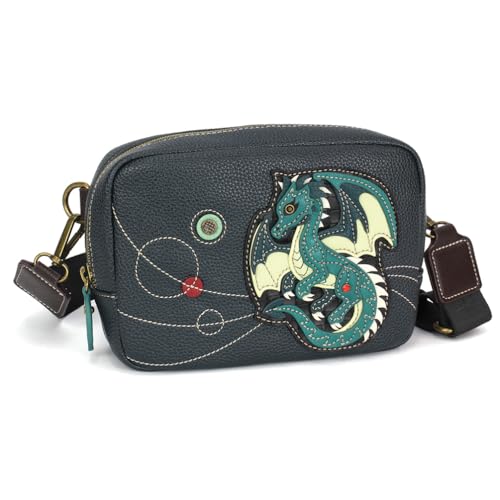 CHALA Mini Pack Women RFID Protected Sling Purse and Waist Bag with Two Adjustable Straps - Dragon - navy