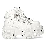 New Rock M-TANK106-C1 Men's White 100% Leather Goth Platform Punk Fashion Ankle Boots Shoe 4