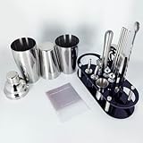 17Pcs Cocktail Shaker Set 750ml, 750/600ml Bartending Kit 25oz, 25/20oz Bar Shakers Tools Bartender Kit with Recipe Book Black Stand